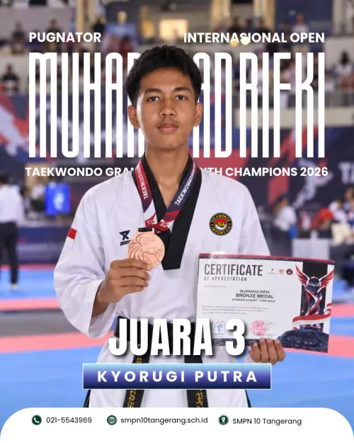 Siswa SMPN 10 Kota Tangerang Raih Medali Perunggu di Kejuaraan Taekwondo Internasional 2026